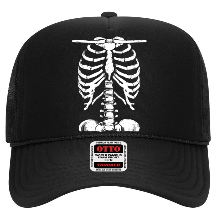 Skeleton Rib Cage Gifts Men Women Halloween Costume High Crown Mesh Trucker Hat