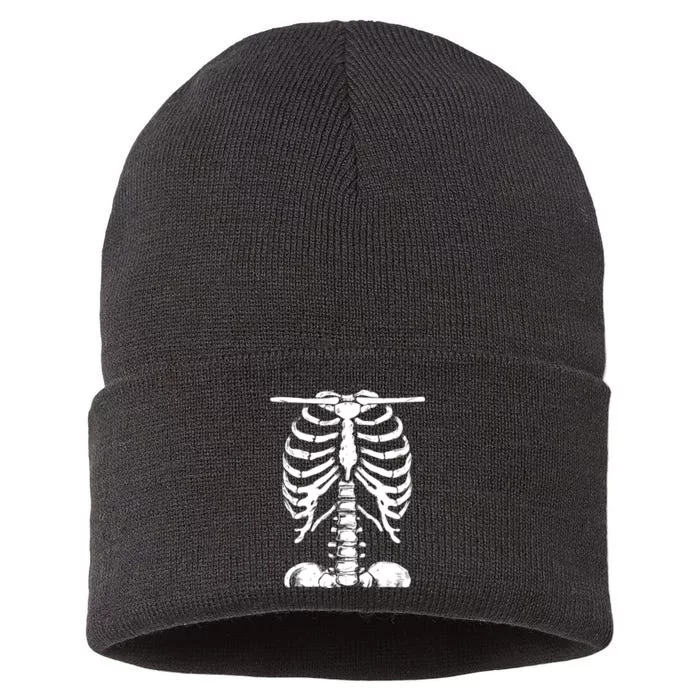 Skeleton Rib Cage Gifts Men Women Halloween Costume Sustainable Knit Beanie