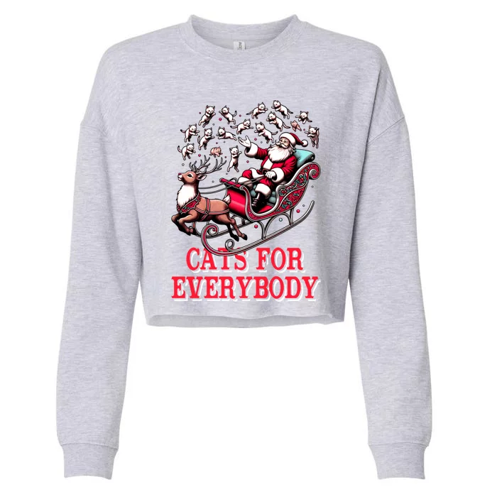 Santa Reindeer Cart Cats For Everybody Christmas Pajama Xmas Gift Cropped Pullover Crew