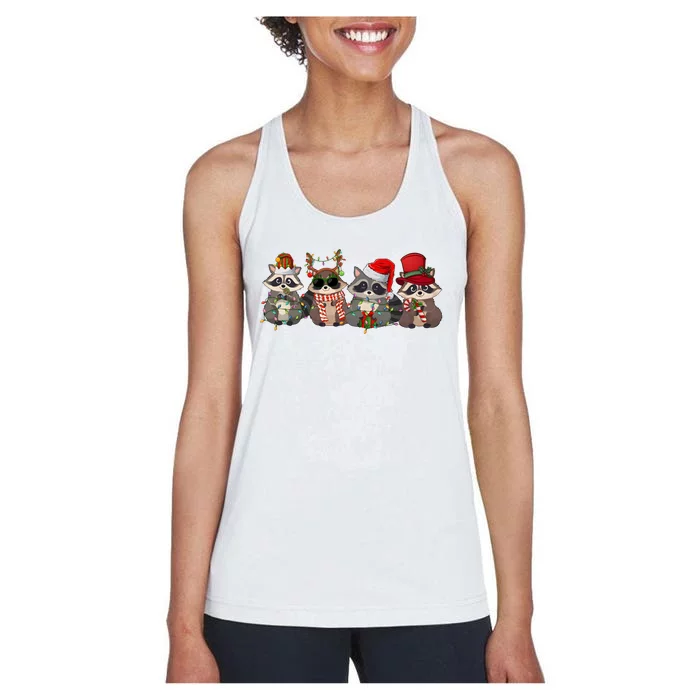 Santa Raccoons Christmas Cute Raccoon Lover Women's Racerback Tank