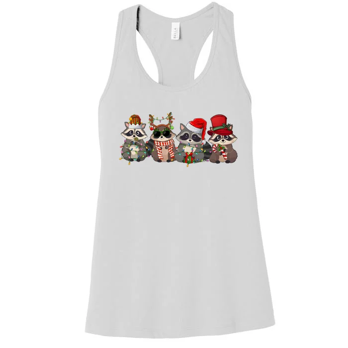 Santa Raccoons Christmas Cute Raccoon Lover Women's Racerback Tank