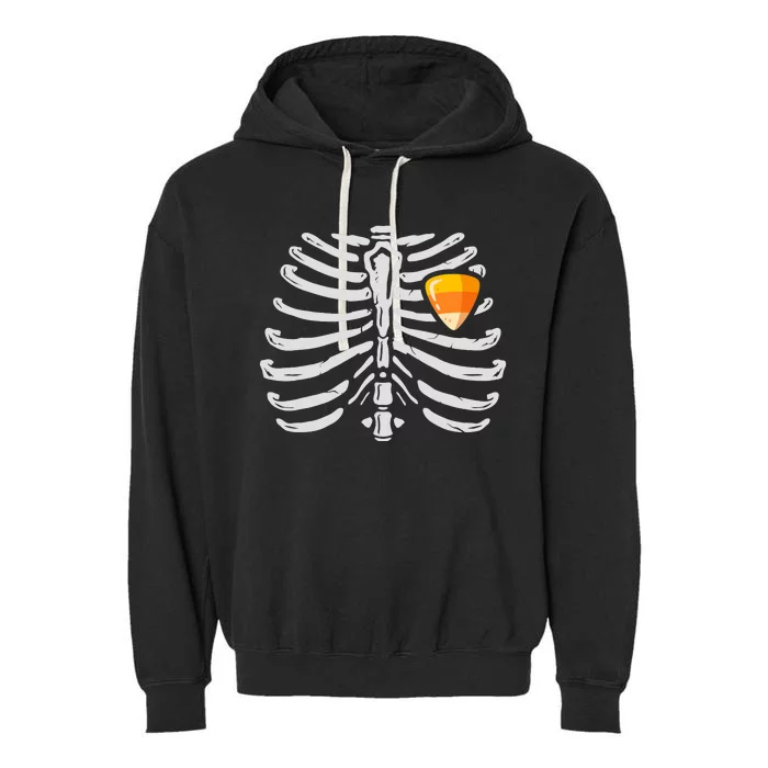 Skeleton Rib Cage Heart Candy Corn Cute Adult Garment-Dyed Fleece Hoodie