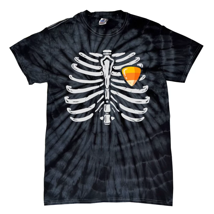 Skeleton Rib Cage Heart Candy Corn Cute Adult Tie-Dye T-Shirt