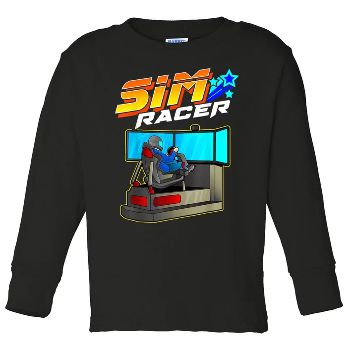 Sim Racer Car Racing And Driving Simulator Motion Rig Toddler Long Sleeve Shirt