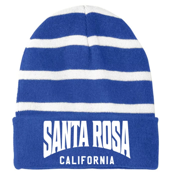 Santa Rosa California Gift Striped Beanie with Solid Band