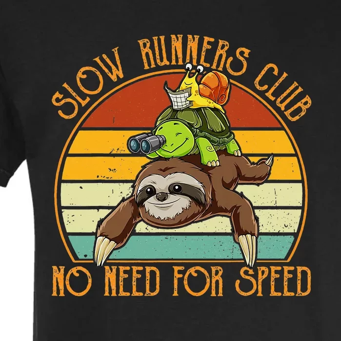 Slow Runners Club No Need For Speed - Sloth & Turtle Snail Garment-Dyed Heavyweight T-Shirt