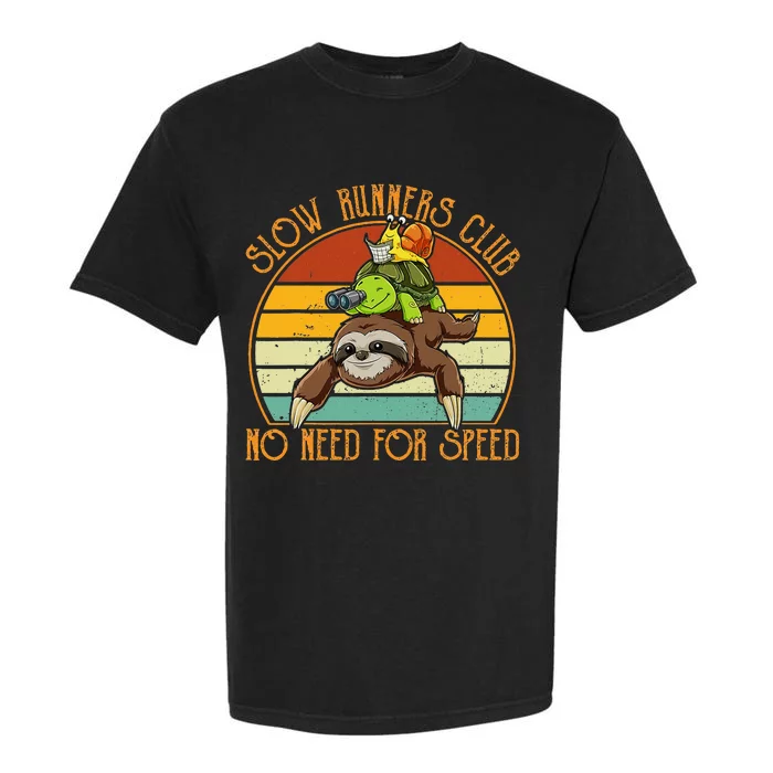 Slow Runners Club No Need For Speed - Sloth & Turtle Snail Garment-Dyed Heavyweight T-Shirt