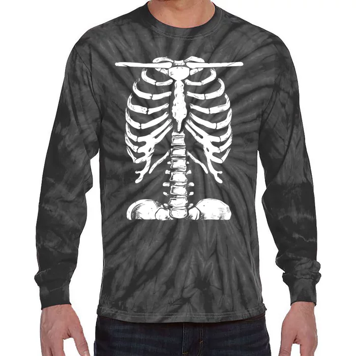 Skeleton Rib Cage Gifts Men Women Halloween Costume Tie-Dye Long Sleeve Shirt