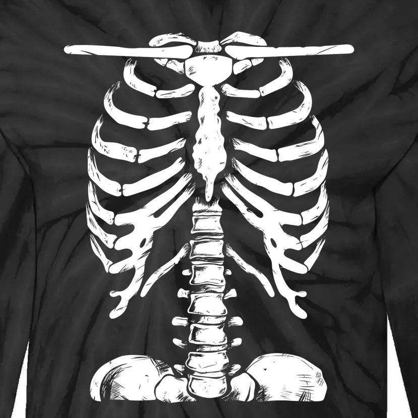 Skeleton Rib Cage Gifts Men Women Halloween Costume Tie-Dye Long Sleeve Shirt