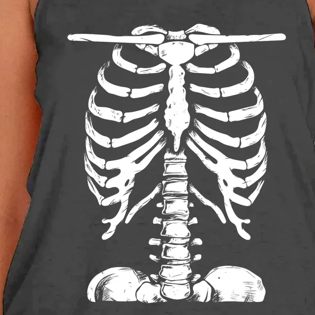 Skeleton Rib Cage Gifts Men Women Halloween Costume Women's Knotted Racerback Tank