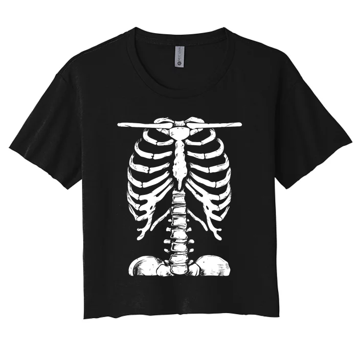 Skeleton Rib Cage Gifts Men Women Halloween Costume Women's Crop Top Tee