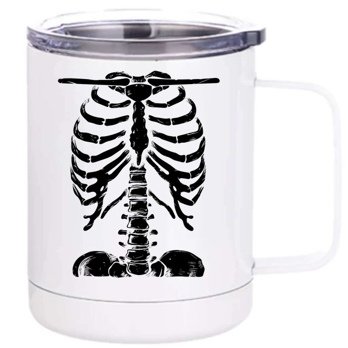 Skeleton Rib Cage Gifts Men Women Halloween Costume Front & Back 12oz Stainless Steel Tumbler Cup