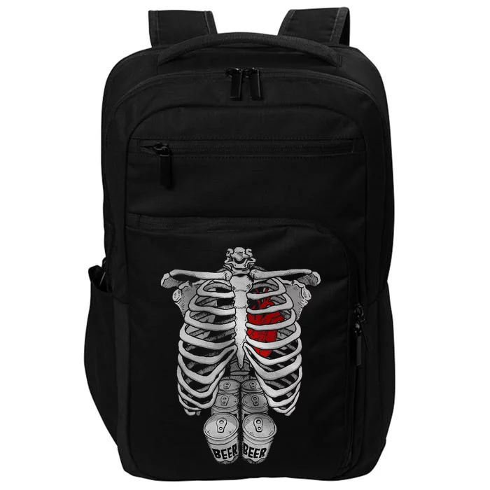 Skeleton Rib Cage Full Of Beer Funny Halloween Costume Impact Tech Backpack