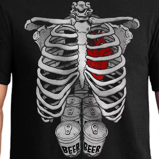 Skeleton Rib Cage Full Of Beer Funny Halloween Costume Pajama Set