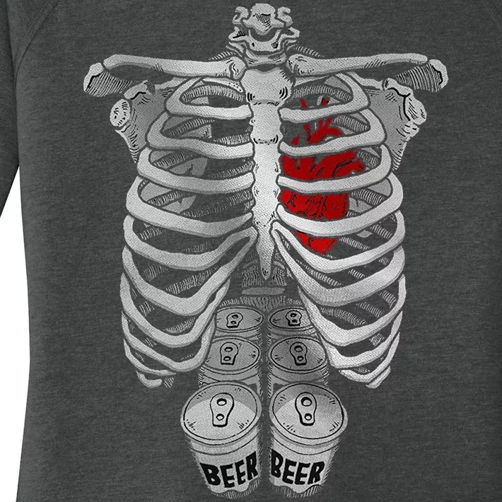 Skeleton Rib Cage Full Of Beer Funny Halloween Costume Women's Perfect Tri Tunic Long Sleeve Shirt