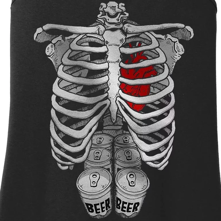 Skeleton Rib Cage Full Of Beer Funny Halloween Costume Ladies Essential Tank