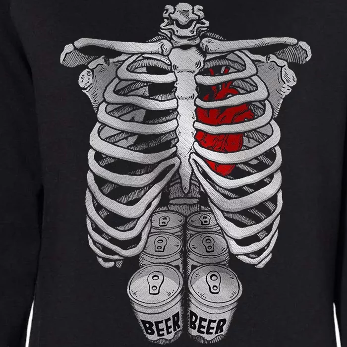 Skeleton Rib Cage Full Of Beer Funny Halloween Costume Womens California Wash Sweatshirt