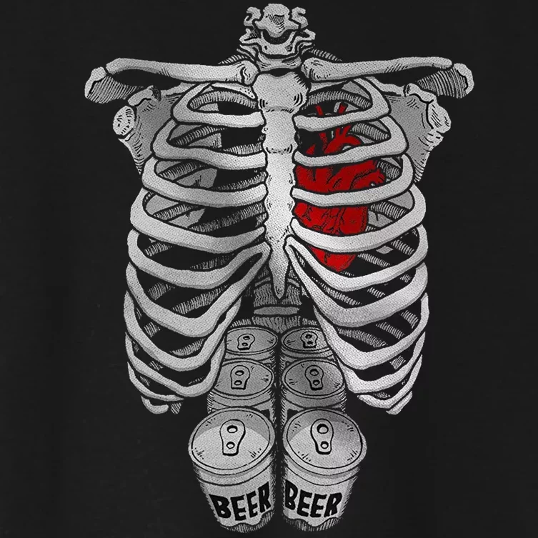 Skeleton Rib Cage Full Of Beer Funny Halloween Costume Women's Crop Top Tee