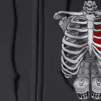 Skeleton Rib Cage Full Of Beer Funny Halloween Costume Full Zip Hoodie