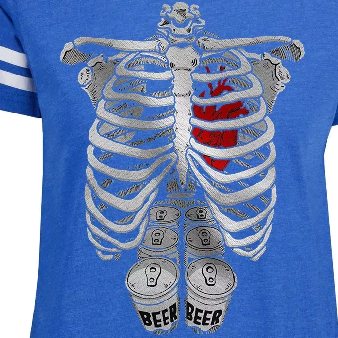 Skeleton Rib Cage Full Of Beer Funny Halloween Costume Enza Ladies Jersey Football T-Shirt