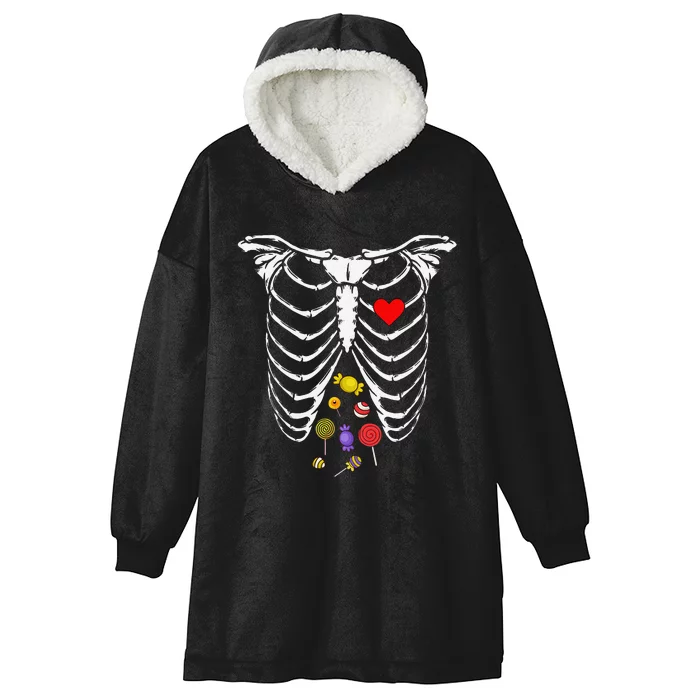 Skeleton Rib Cage Xray Candy Halloween Hooded Wearable Blanket