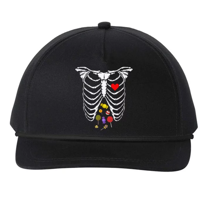 Skeleton Rib Cage Xray Candy Halloween Snapback Five-Panel Rope Hat