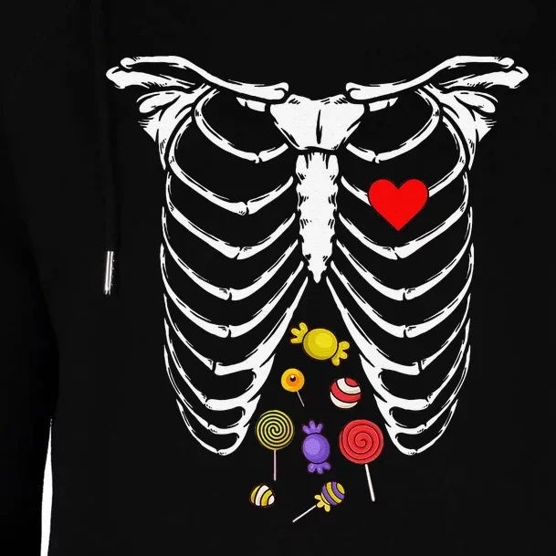 Skeleton Rib Cage Xray Candy Halloween Womens Funnel Neck Pullover Hood