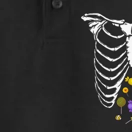 Skeleton Rib Cage Xray Candy Halloween Dry Zone Grid Performance Polo