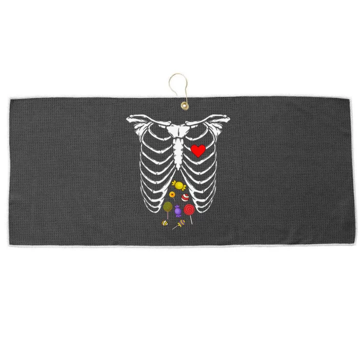 Skeleton Rib Cage Xray Candy Halloween Large Microfiber Waffle Golf Towel