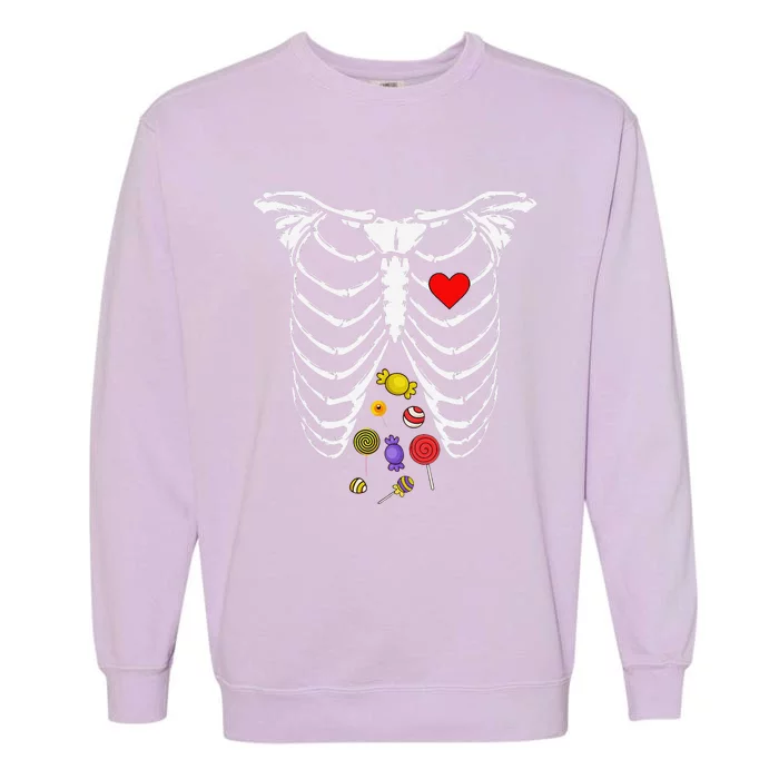 Skeleton Rib Cage Xray Candy Halloween Garment-Dyed Sweatshirt