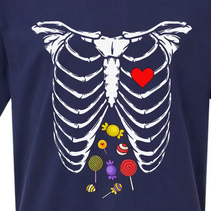 Skeleton Rib Cage Xray Candy Halloween Sueded Cloud Jersey T-Shirt