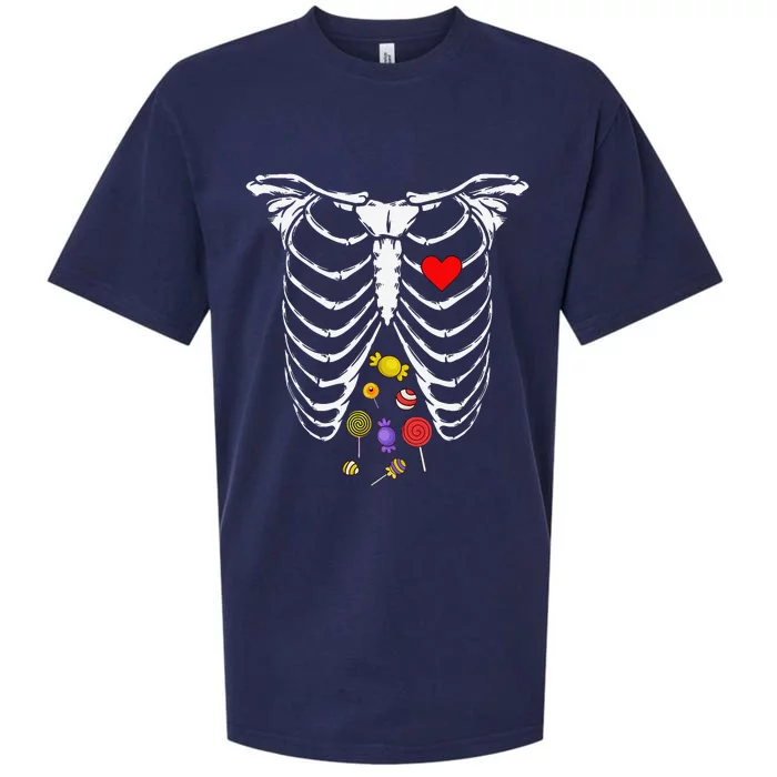 Skeleton Rib Cage Xray Candy Halloween Sueded Cloud Jersey T-Shirt