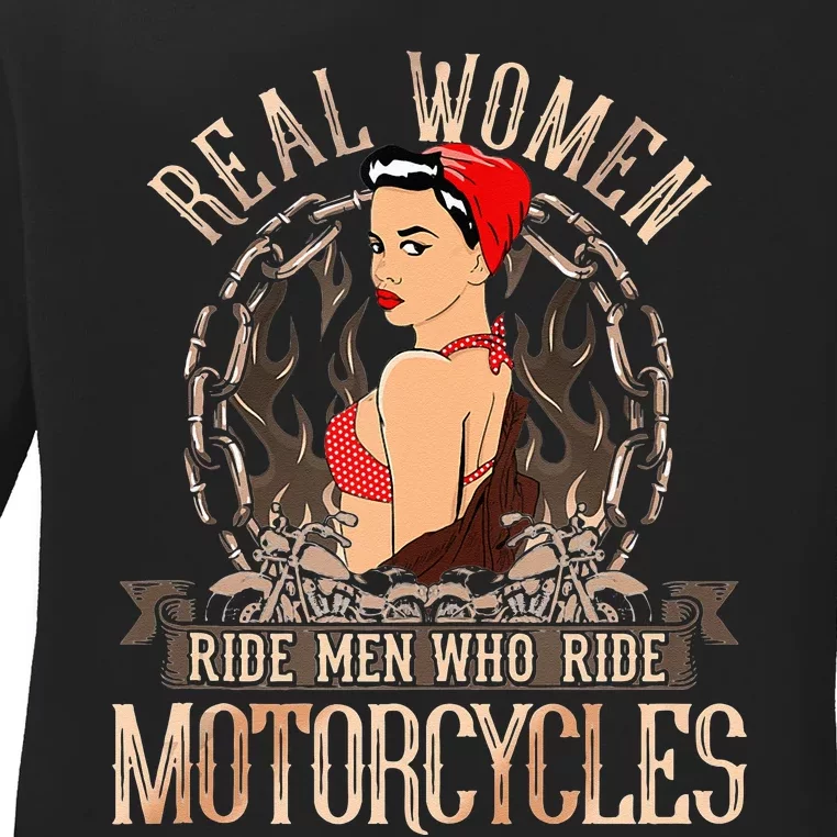 Sexy Real Chick Ride Motorcycles Gift Biker Babe Chick Ladies Long Sleeve Shirt