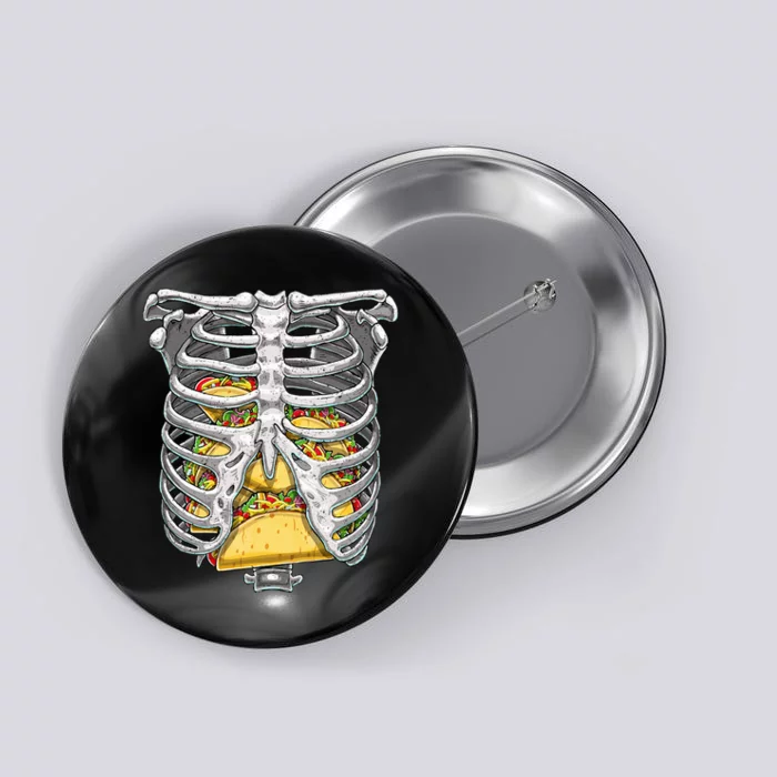 Skeleton Rib Cage Halloween Taco Skeleton Button