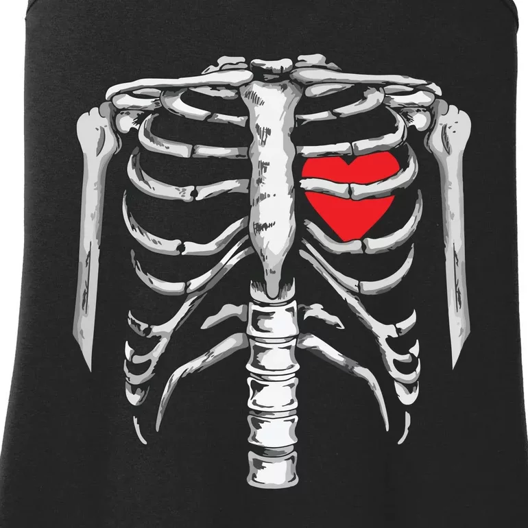 Skeleton Rib Cage Heart Xray Halloween Easy Costume Ladies Essential Tank