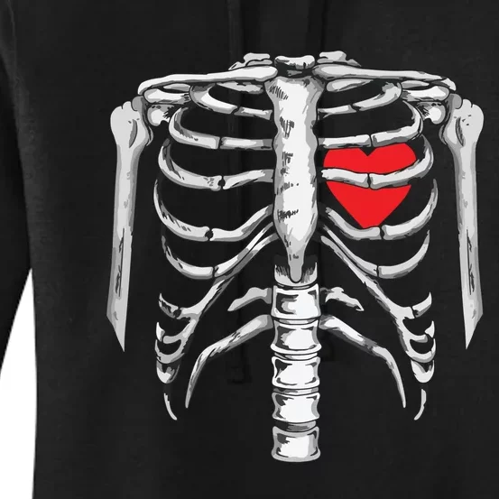 Skeleton Rib Cage Heart Xray Halloween Easy Costume Women's Pullover Hoodie