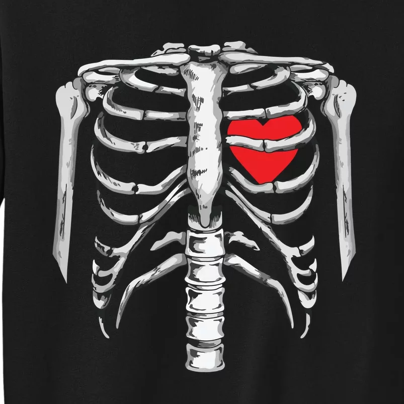 Skeleton Rib Cage Heart Xray Halloween Easy Costume Tall Sweatshirt