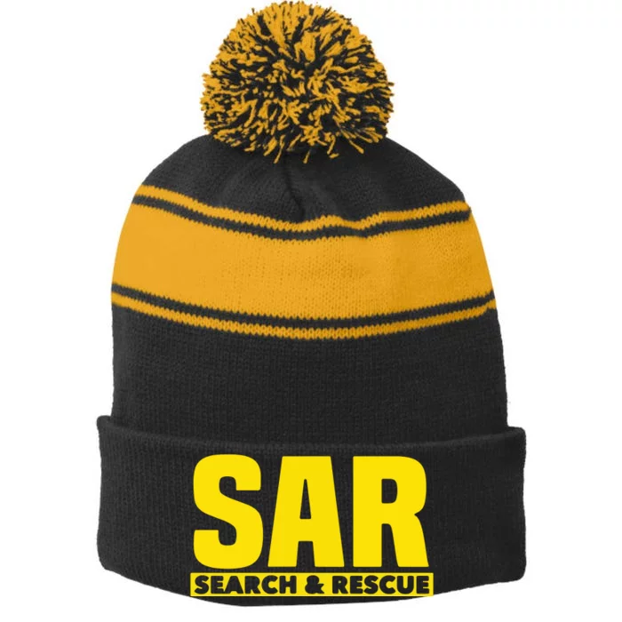 Search Rescue Crew SAR Emergency Response Team Stripe Pom Pom Beanie