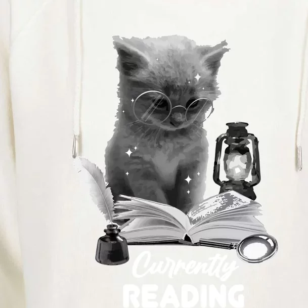 Summer Reading Currently Reading Cat Reading A Book Bookish Cool Gift Womens Funnel Neck Pullover Hood