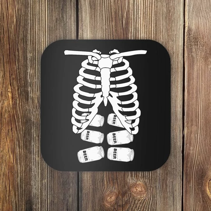 Skeleton Rib Cage Six Pack Beer Halloween Costume Coaster