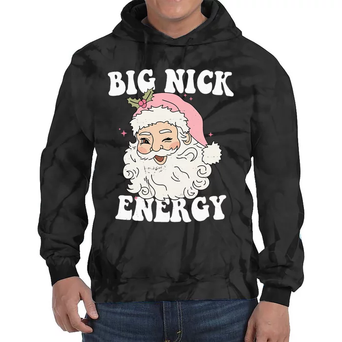 Santa's Retro Christmas Big Nick Energy Festive Humor Tie Dye Hoodie