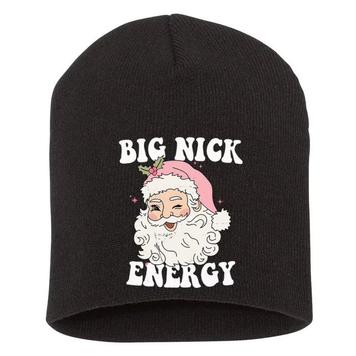 Santa's Retro Christmas Big Nick Energy Festive Humor Short Acrylic Beanie