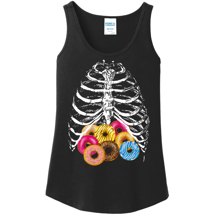 Skeleton Rib Cage Donuts Ladies Essential Tank