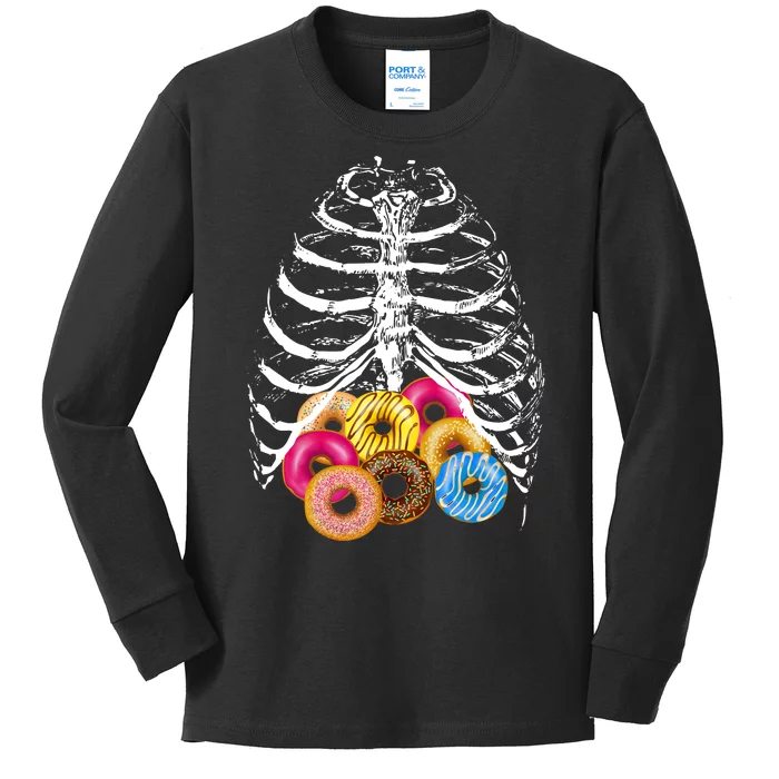 Skeleton Rib Cage Donuts Kids Long Sleeve Shirt