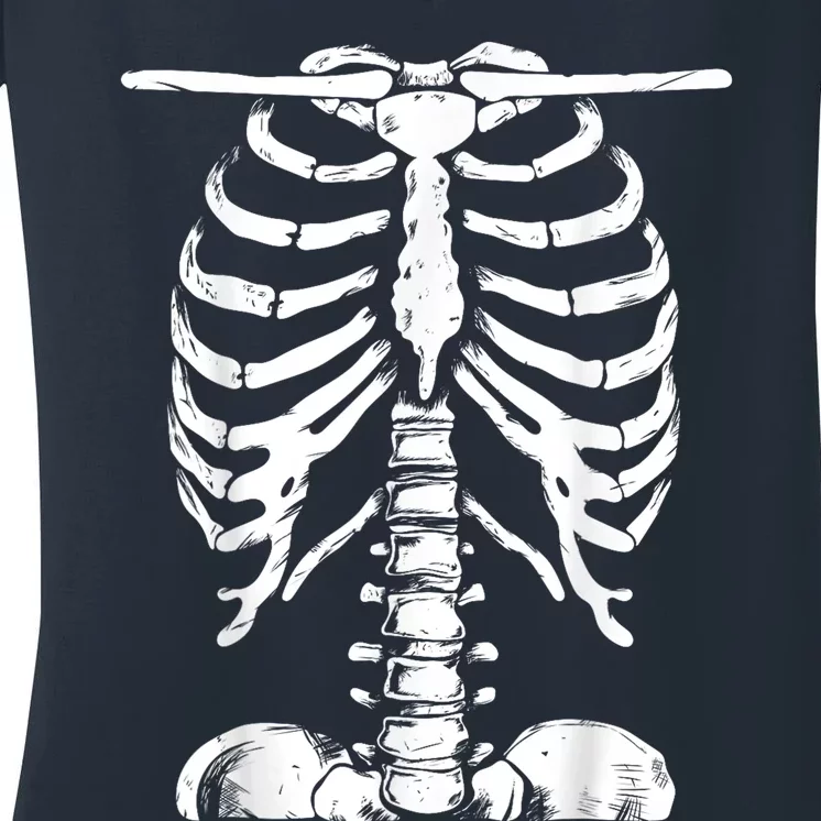 Skeleton Rib Cage Halloween Costume Skeleton Women's V-Neck T-Shirt