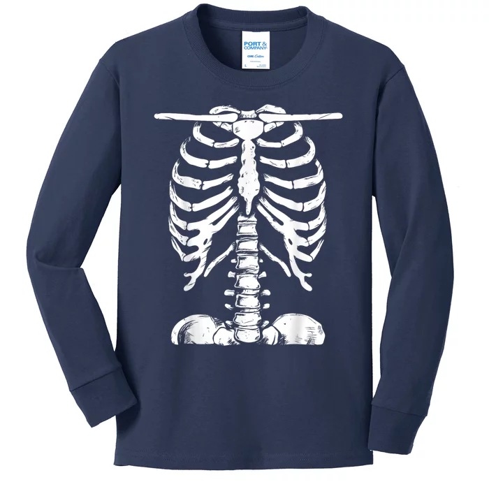 Skeleton Rib Cage Halloween Costume Skeleton Kids Long Sleeve Shirt