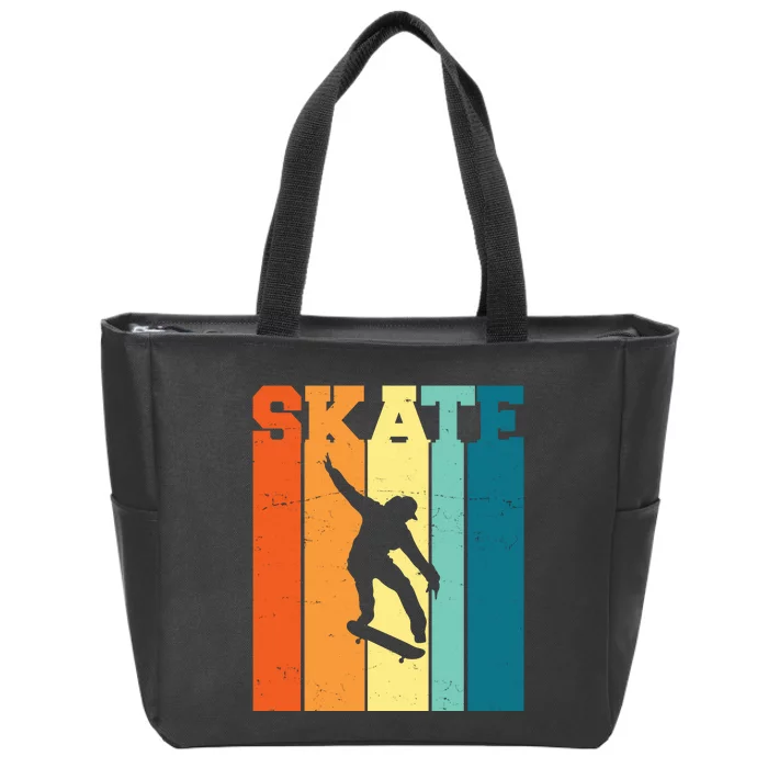 Skate Retro Colorful Sunset Zip Tote Bag