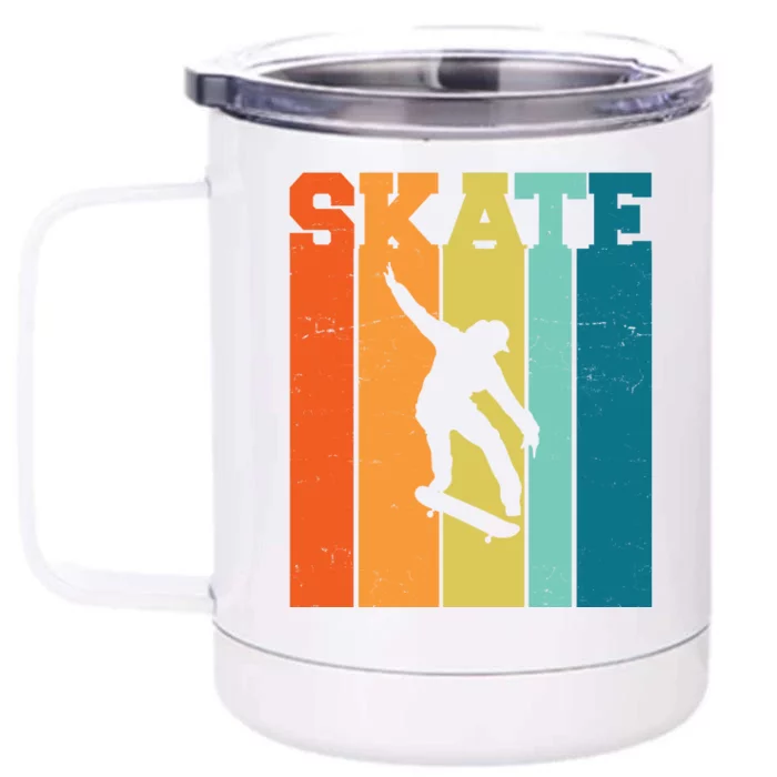 Skate Retro Colorful Sunset Front & Back 12oz Stainless Steel Tumbler Cup