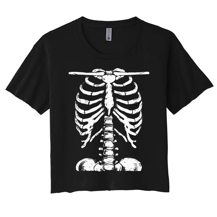 Skeleton Rib Cage Gifts Men Women Halloween Costume Women's Crop Top Tee