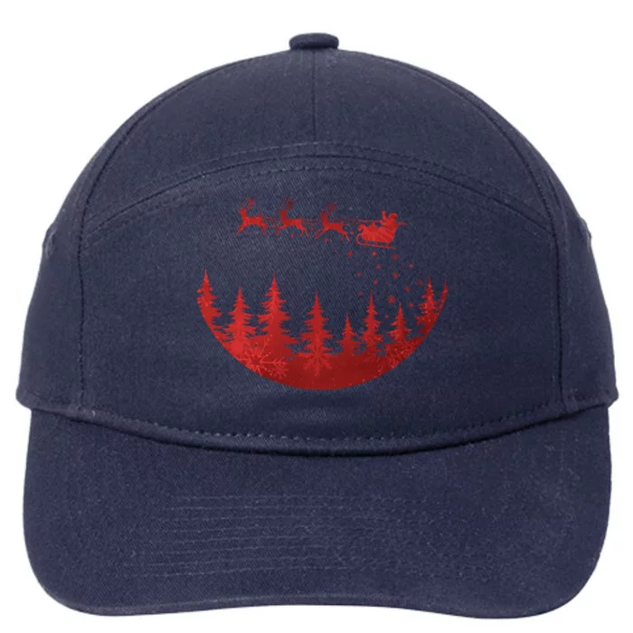 Santa Reindeer Christmas Festive 7-Panel Snapback Hat